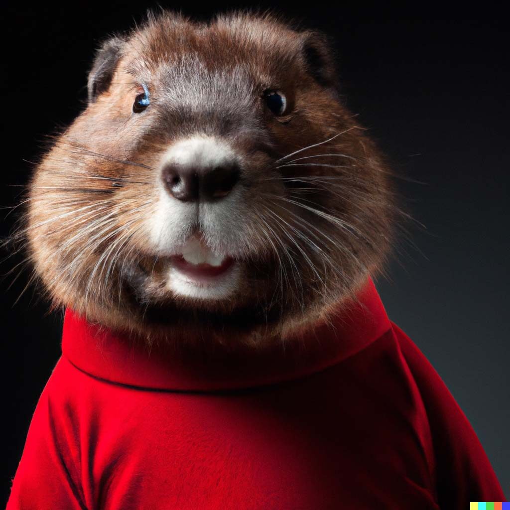 Happy beaver in turtleneck